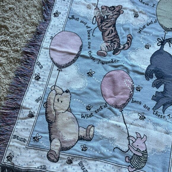 Vintage Disney Classic Winnie the Pooh Cotton Woven Tapestry Throw Blanket - Picture 6 of 10